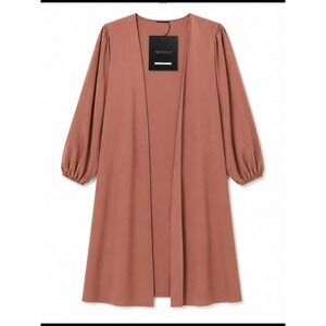 NWT Womens Mauve Brown Open Front Duster Cardigan Balloon Sleev Boho Free Size